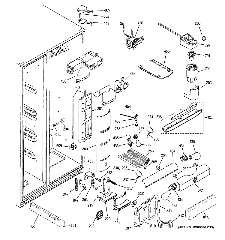 FRESH FOOD SECTION Diagram and Parts List for PSS23MGTCWW  General Electric Refrigerator