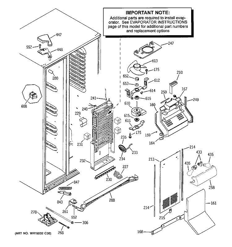 FREEZER SECTION Diagram and Parts List for PIE23NGTCFKB  General Electric Refrigerator