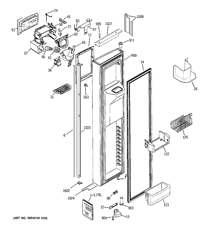 FREEZER DOOR Diagram and Parts List for PSI23MGTCWV  General Electric Refrigerator
