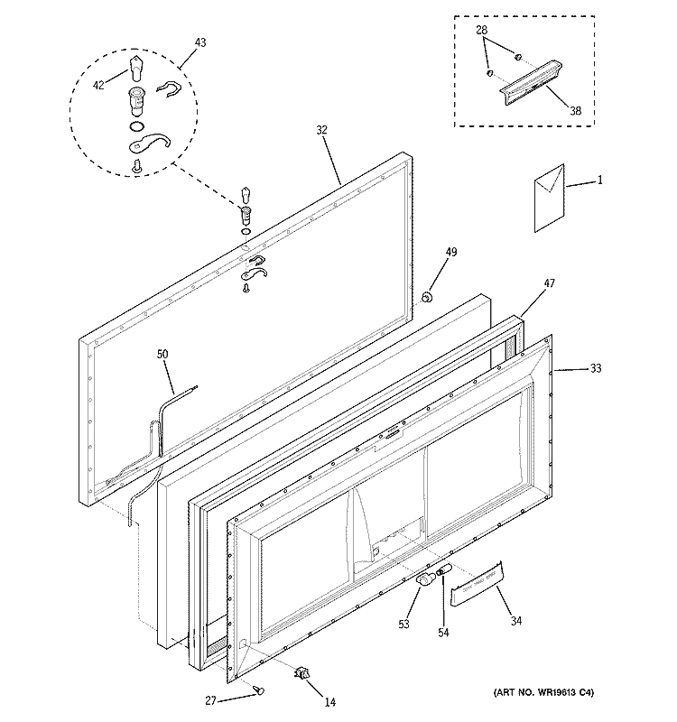 FREEZER DOOR Diagram and Parts List for FCM15DTAWH  General Electric Freezer