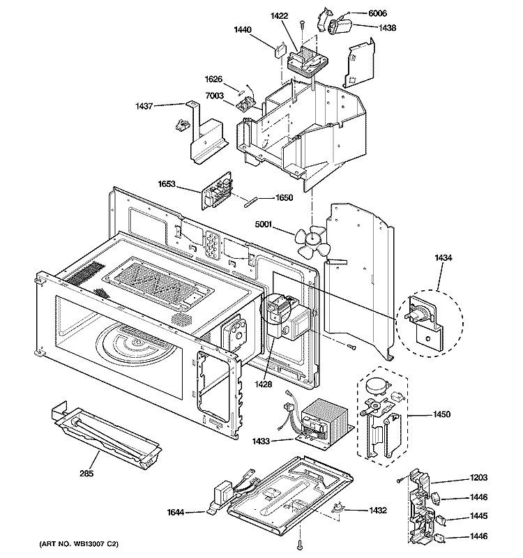 INTERIOR PARTS 1 Diagram and Parts List for SCA1000HWW03  General Electric Microwave