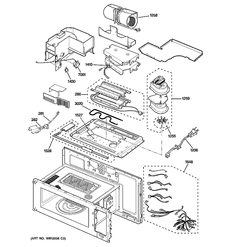 INTERIOR PARTS 2 Diagram and Parts List for SCA1000HWW03  General Electric Microwave