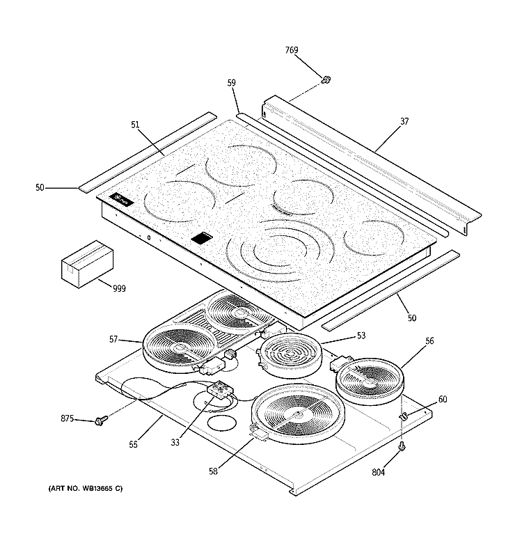 COOKTOP Diagram and Parts List for JS968SK4SS  General Electric Range
