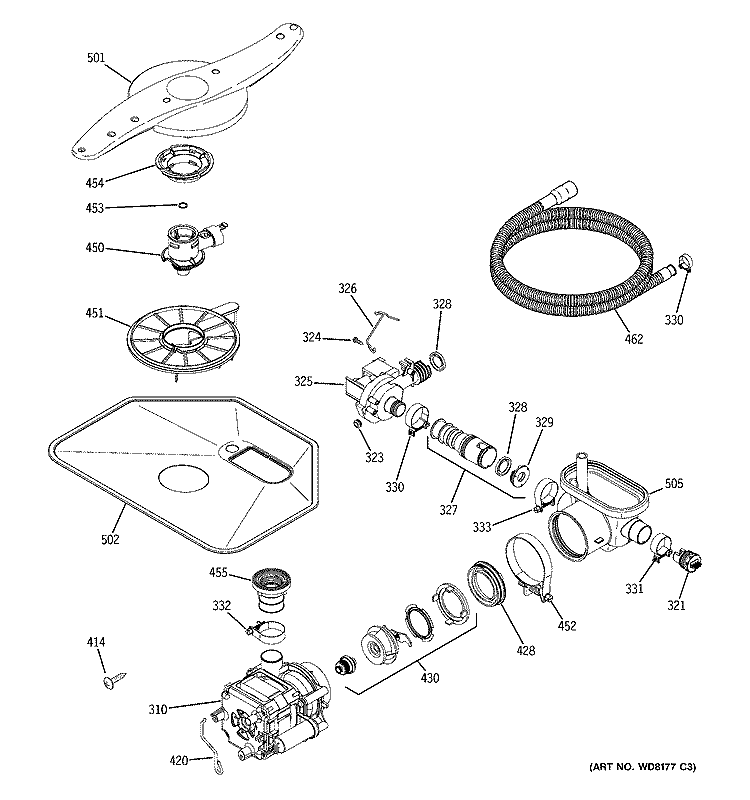 MOTOR - PUMP MECHANISM Diagram and Parts List for EDW6000L15CC  General Electric Dishwasher