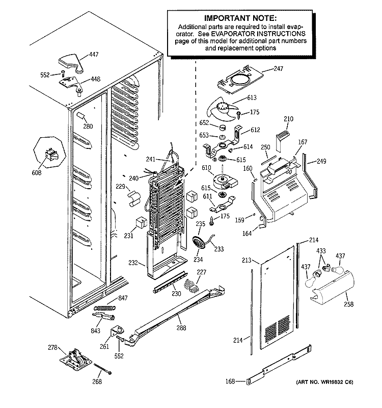 FREEZER SECTION Diagram and Parts List for GSS25LGTCCC  General Electric Refrigerator