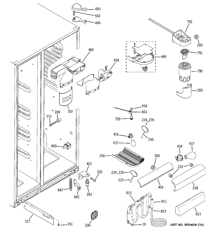 FRESH FOOD SECTION Diagram and Parts List for GSS25QGTBCC  General Electric Refrigerator