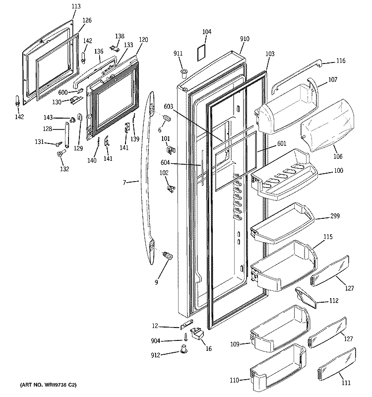 FRESH FOOD DOOR Diagram and Parts List for PCE23NHTCFSS  General Electric Refrigerator