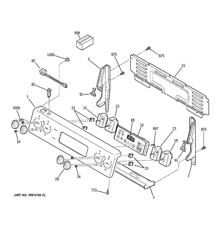 CONTROL PANEL Diagram and Parts List for ECBP70SK4SS  General Electric Range