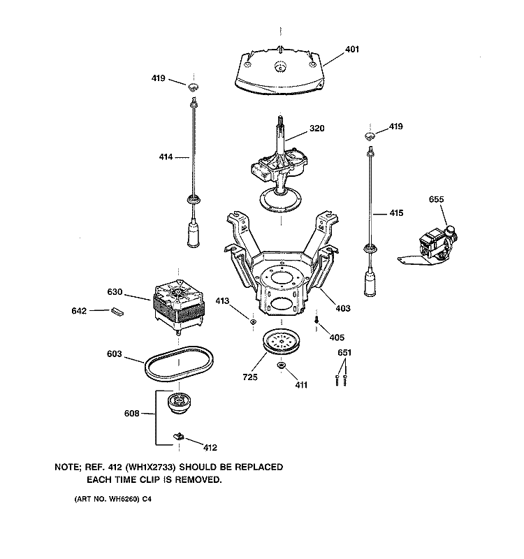 SUSPENSION, PUMP & DRIVE COMPONENTS Diagram and Parts List for EWA4000B0WW  General Electric Washer