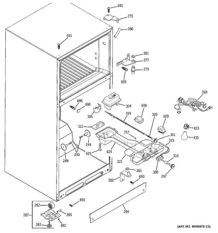 FRESH FOOD SECTION Diagram and Parts List for GTH18DCRVRWW  General Electric Refrigerator