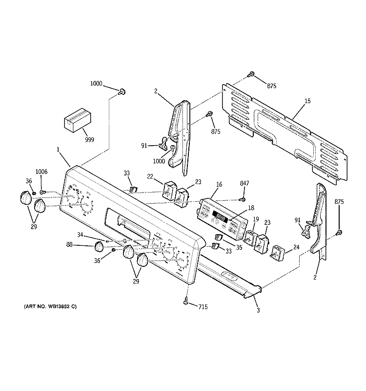 CONTROL PANEL Diagram and Parts List for JB710SK4SS  General Electric Range