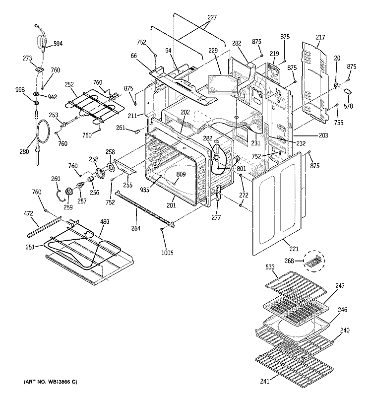 BODY PARTS Diagram and Parts List for JB910SL2SS  General Electric Range
