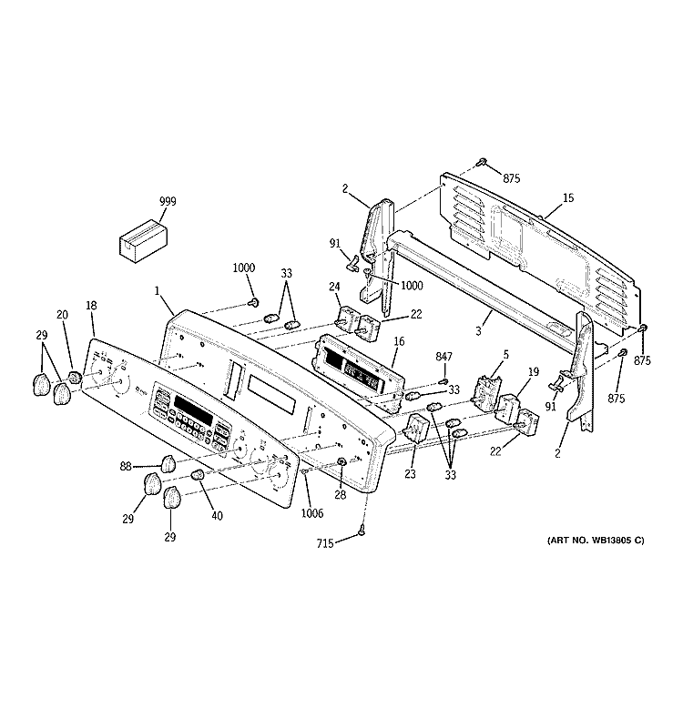 CONTROL PANEL Diagram and Parts List for JB968KK3CC  General Electric Range