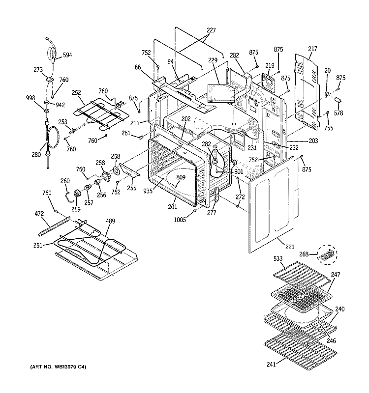 BODY PARTS Diagram and Parts List for JB968KK3CC  General Electric Range