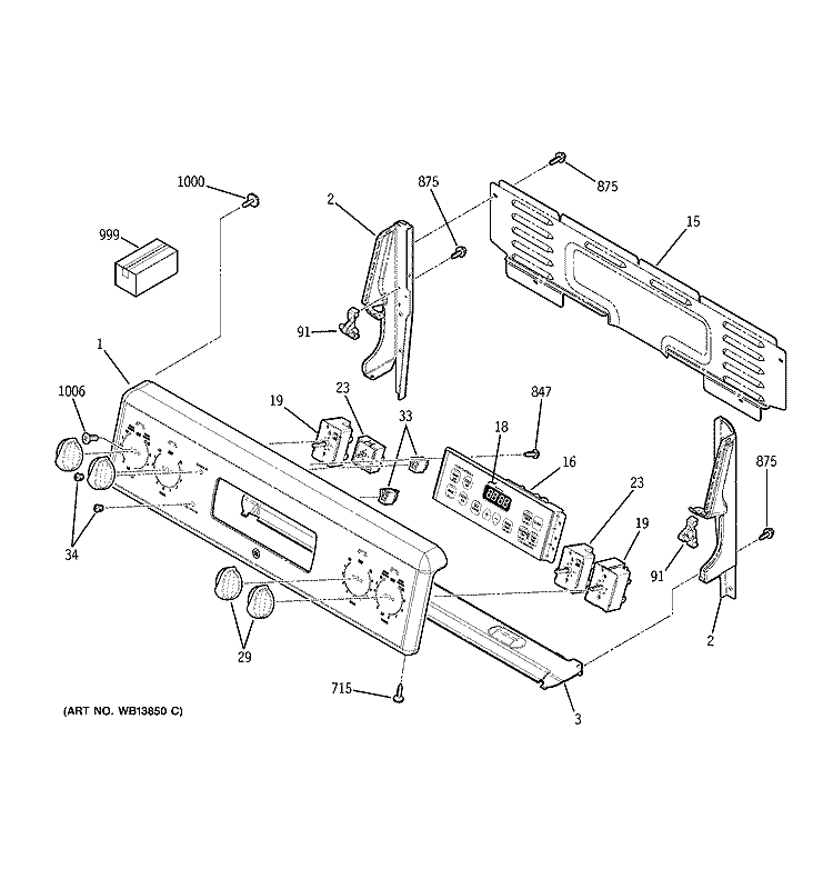 CONTROL PANEL Diagram and Parts List for JBP70SK4SS  General Electric Range