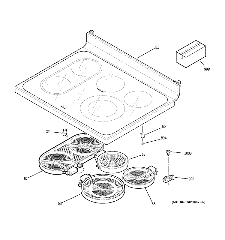 COOKTOP Diagram and Parts List for JBP89BL2BB  General Electric Range