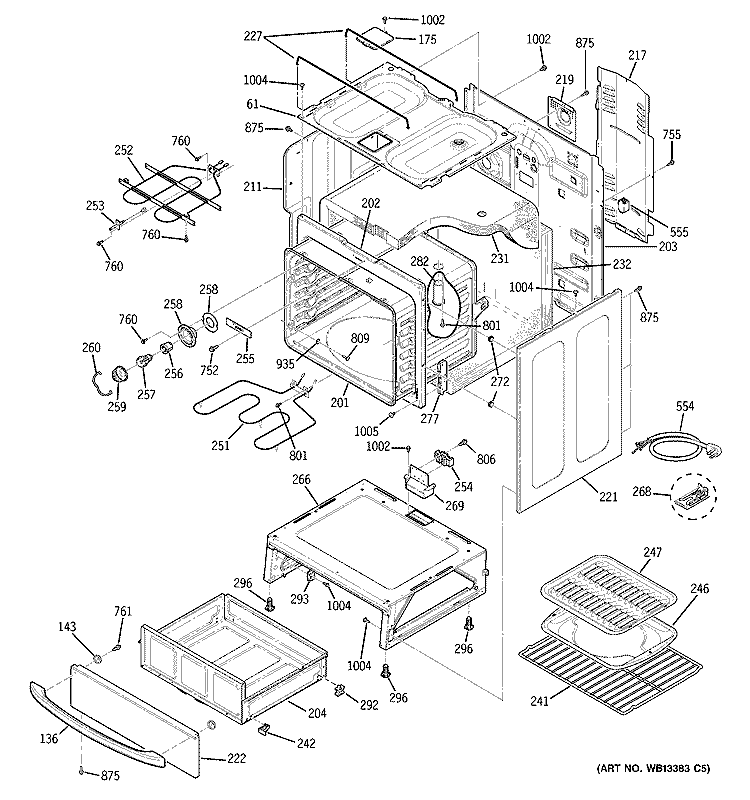 BODY PARTS Diagram and Parts List for JCBP35SK4SS  General Electric Range