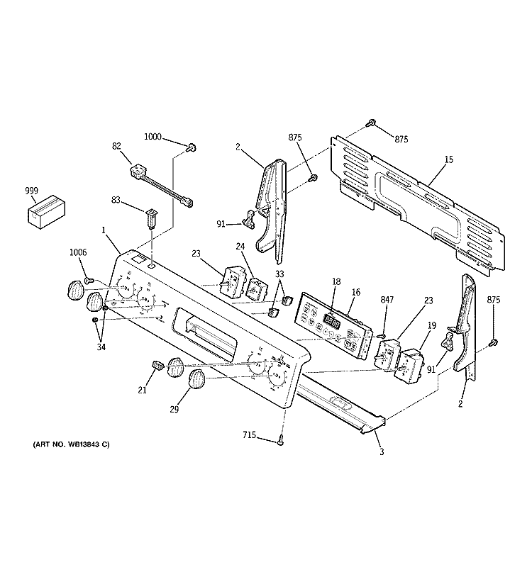 CONTROL PANEL Diagram and Parts List for JCBP66SK4SS  General Electric Range