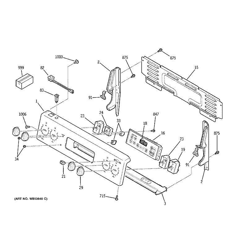 CONTROL PANEL Diagram and Parts List for JCBP68HK4WW  General Electric Range