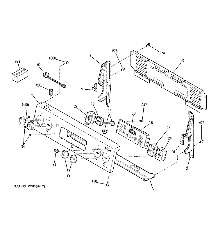 CONTROL PANEL Diagram and Parts List for JCBP68MK4BS  General Electric Range