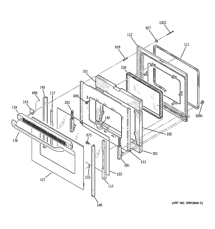 DOOR Diagram and Parts List for JCBP68MK4BS  General Electric Range