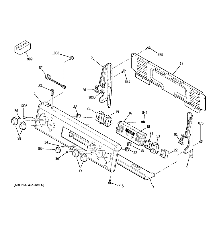 CONTROL PANEL Diagram and Parts List for JCBP78WK4WW  General Electric Range