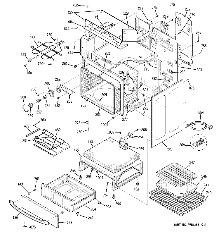 BODY PARTS Diagram and Parts List for JCBP79SK3SS  General Electric Range