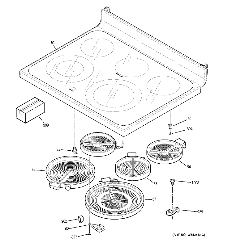COOKTOP Diagram and Parts List for JCBP81WL2WW  General Electric Range