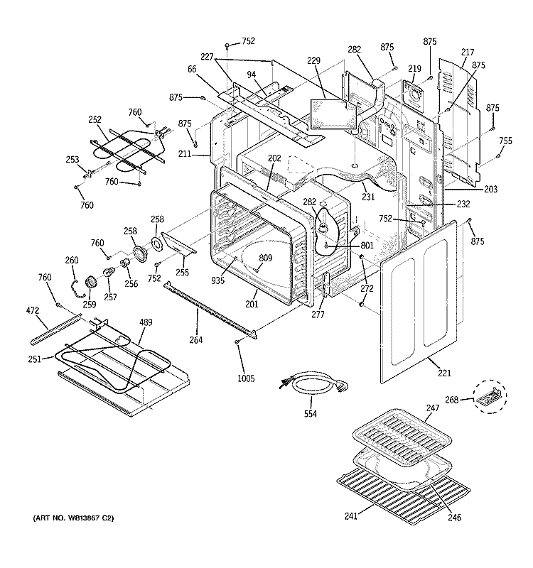 BODY PARTS Diagram and Parts List for JCBP81SL2SS  General Electric Range