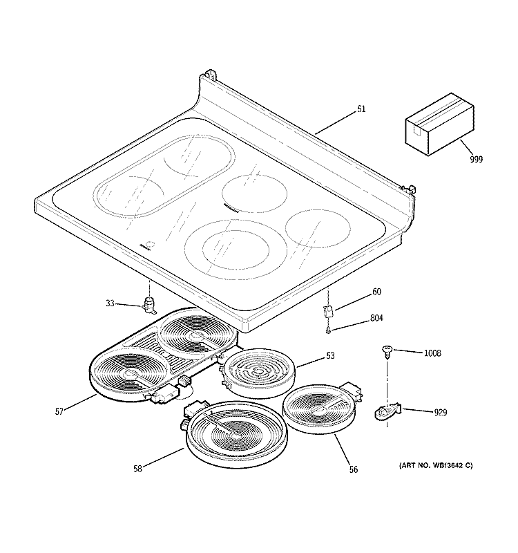 COOKTOP Diagram and Parts List for JCBP84WK4WW  General Electric Range