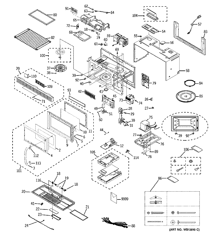 MICROWAVE Diagram and Parts List for JVM1650SH04  General Electric Microwave