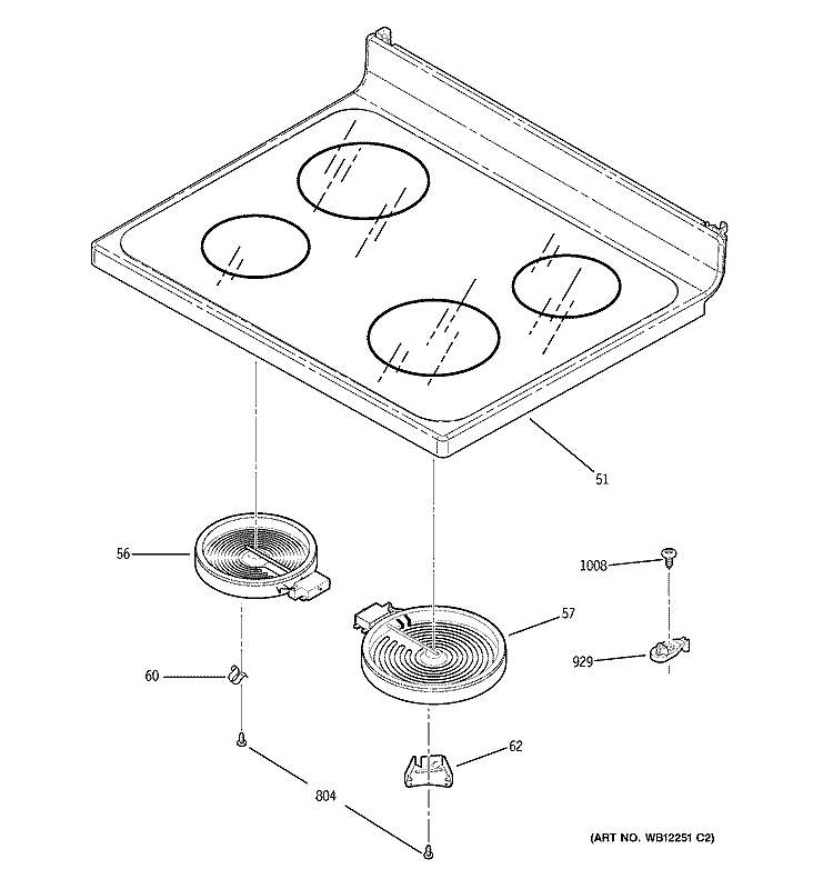 COOKTOP Diagram and Parts List for JBP65SK4SS  General Electric Range