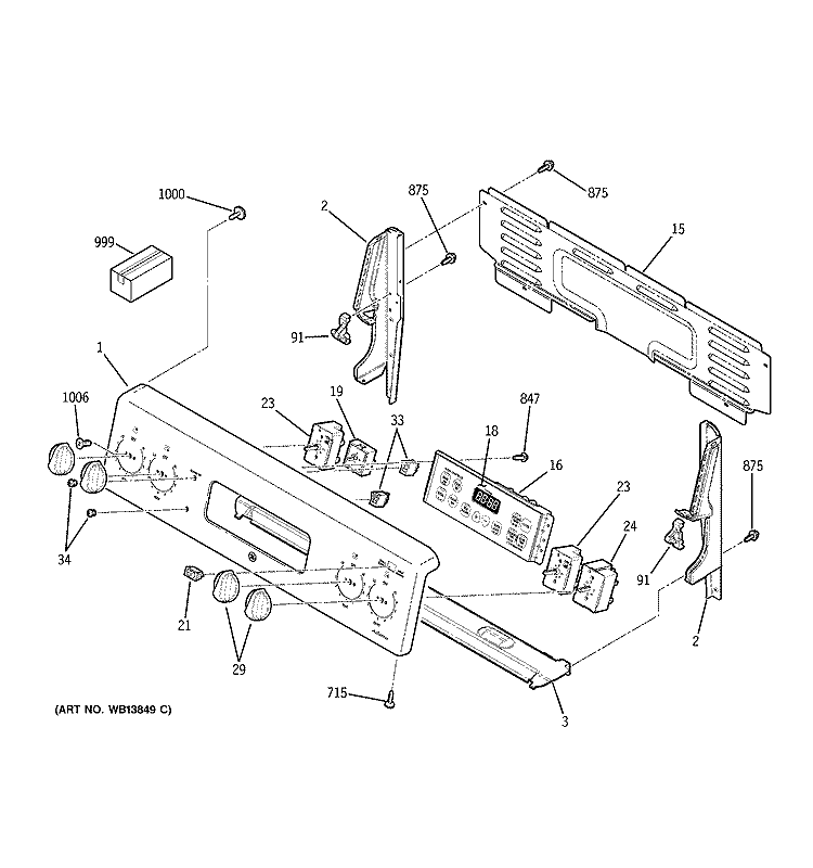 CONTROL PANEL Diagram and Parts List for JBP66SK4SS  General Electric Range