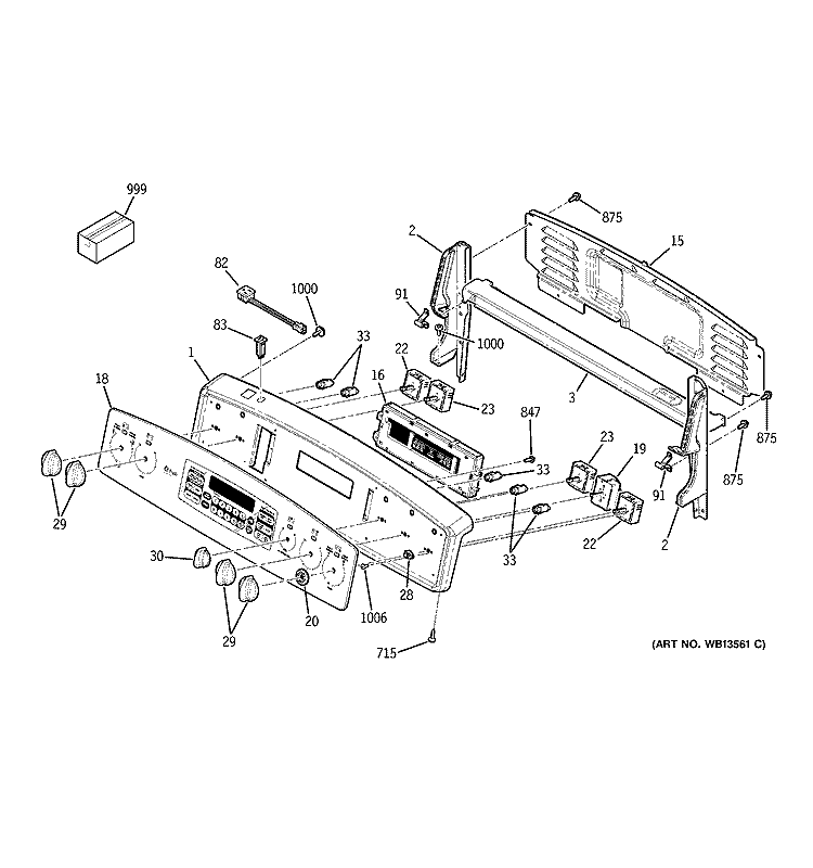 CONTROL PANEL Diagram and Parts List for JCB909SL2SS  General Electric Range