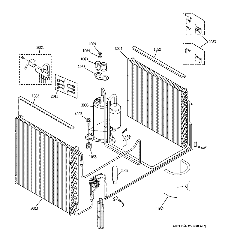 UNIT PARTS Diagram and Parts List for AZ75H18DACM1  General Electric Air Conditioner