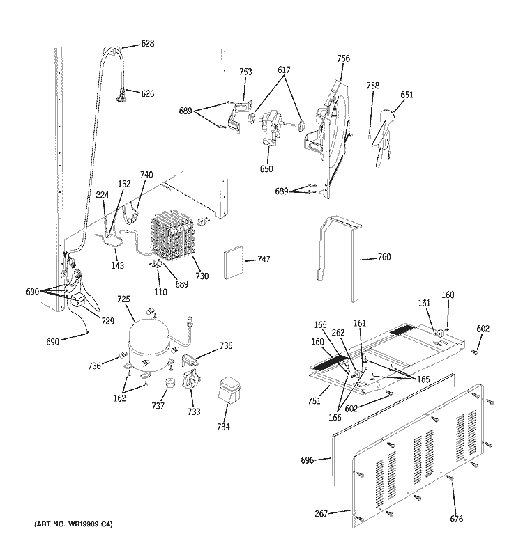 UNIT PARTS Diagram and Parts List for GTS18TBSABB  General Electric Refrigerator