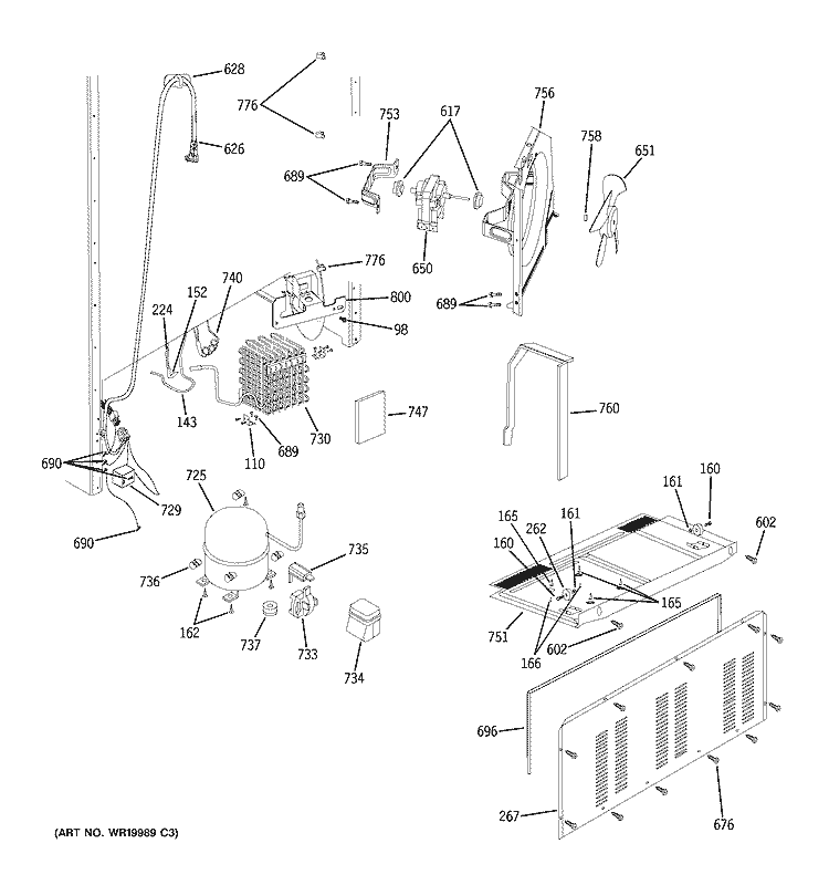 UNIT PARTS Diagram and Parts List for GTS18TCSABB  General Electric Refrigerator