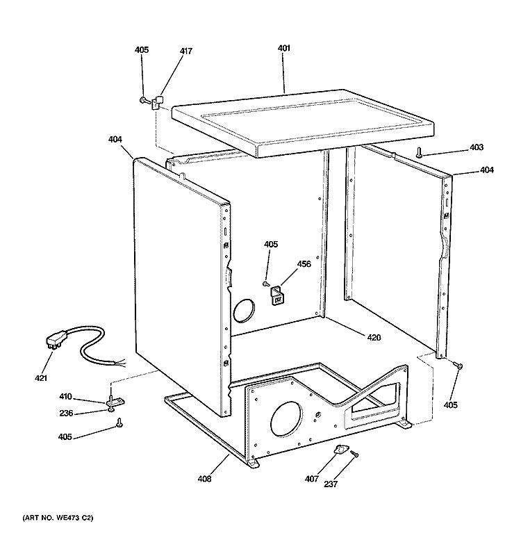 UPPER CABINET Diagram and Parts List for DDC4500SQMWH  General Electric Dryer