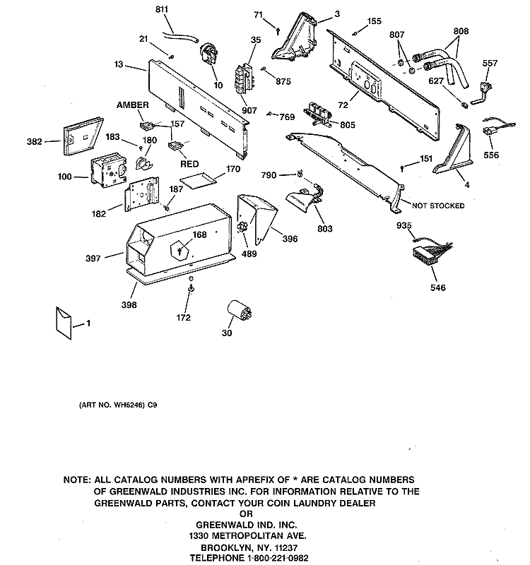 CONTROLS & BACKSPLASH Diagram and Parts List for WCCB1030F3WC  General Electric Washer