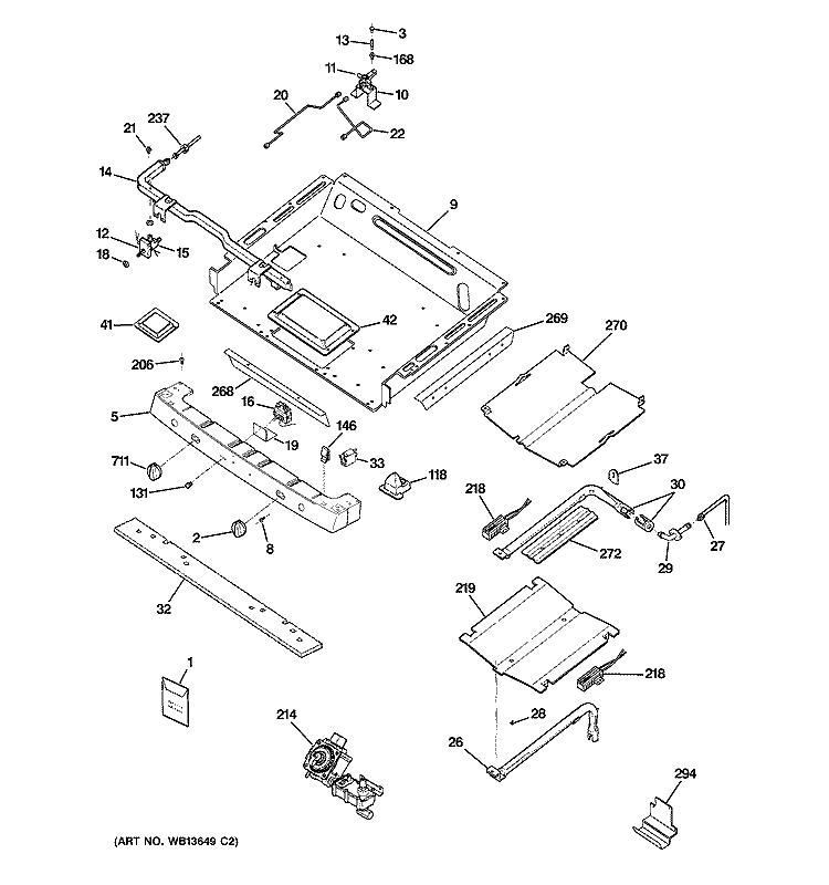 GAS & BURNER PARTS Diagram and Parts List for JGB928SEL1SS  General Electric Range