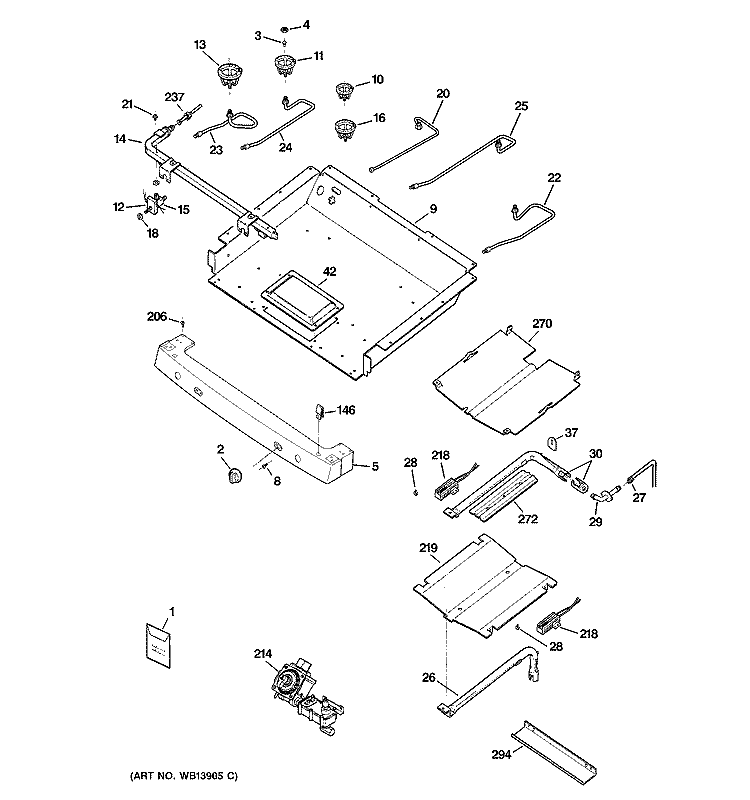 GAS & BURNER PARTS Diagram and Parts List for JGBP87BEL2BB  General Electric Range