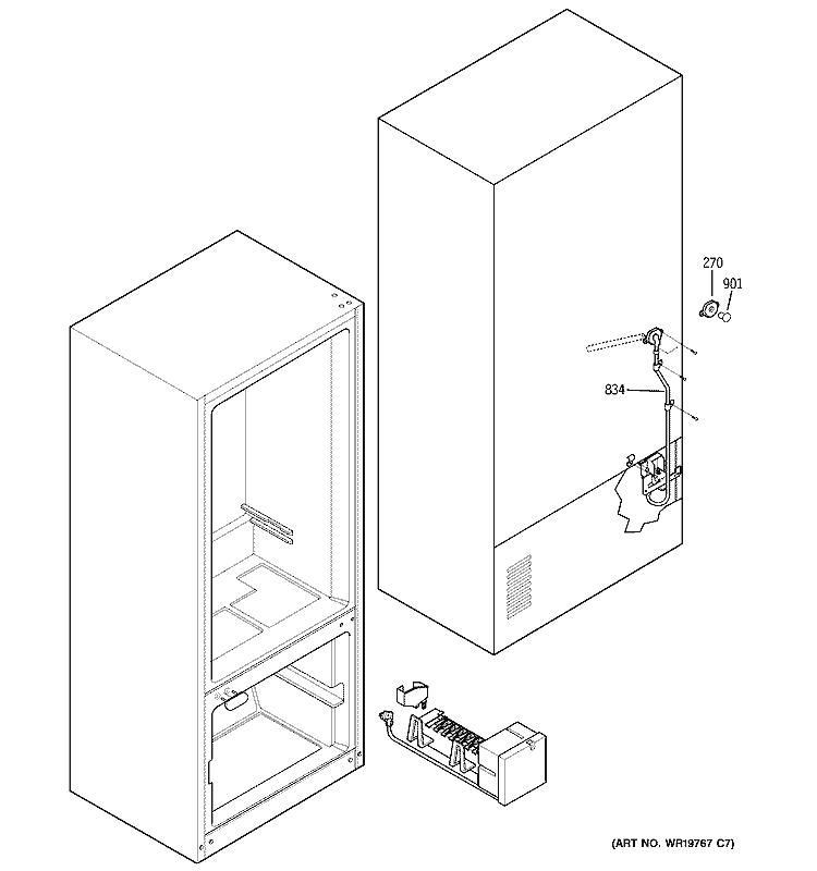 WATER SYSTEM Diagram and Parts List for PDS22MBSAWW  General Electric Refrigerator