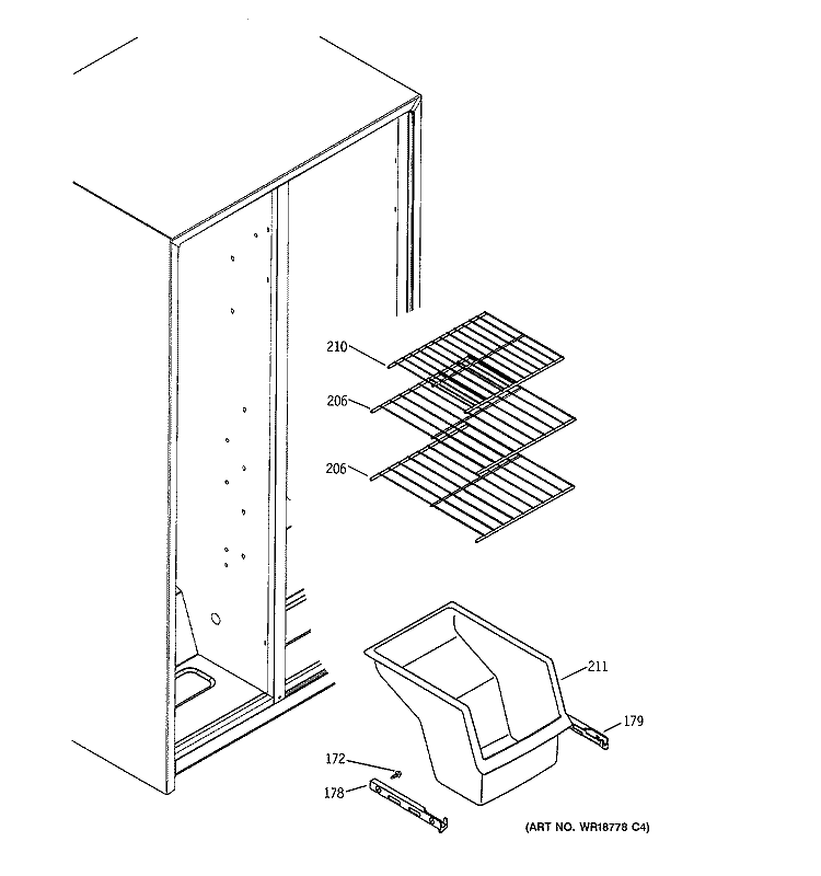FREEZER SHELVES Diagram and Parts List for GSS20IEPKBB  General Electric Refrigerator
