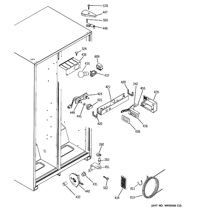 FRESH FOOD SECTION Diagram and Parts List for GSS20IEPKBB  General Electric Refrigerator