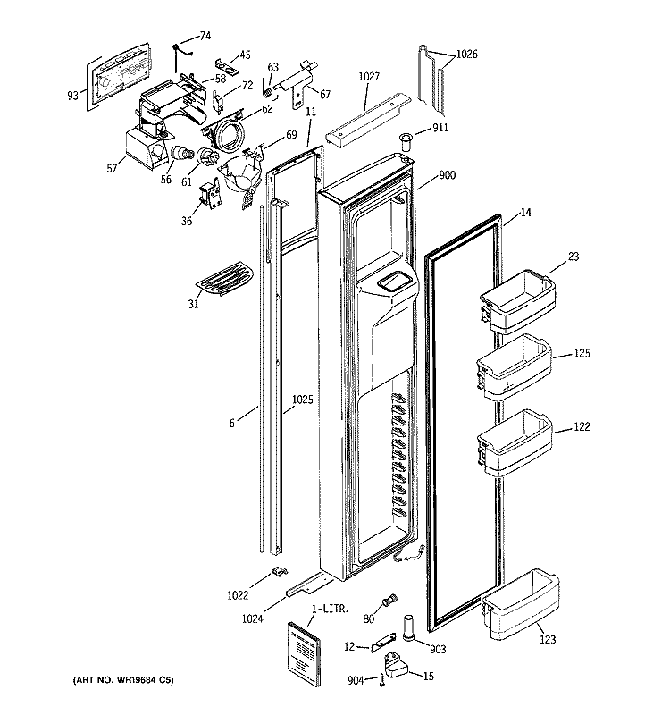 FREEZER DOOR Diagram and Parts List for GIE21IETAFKB  General Electric Refrigerator