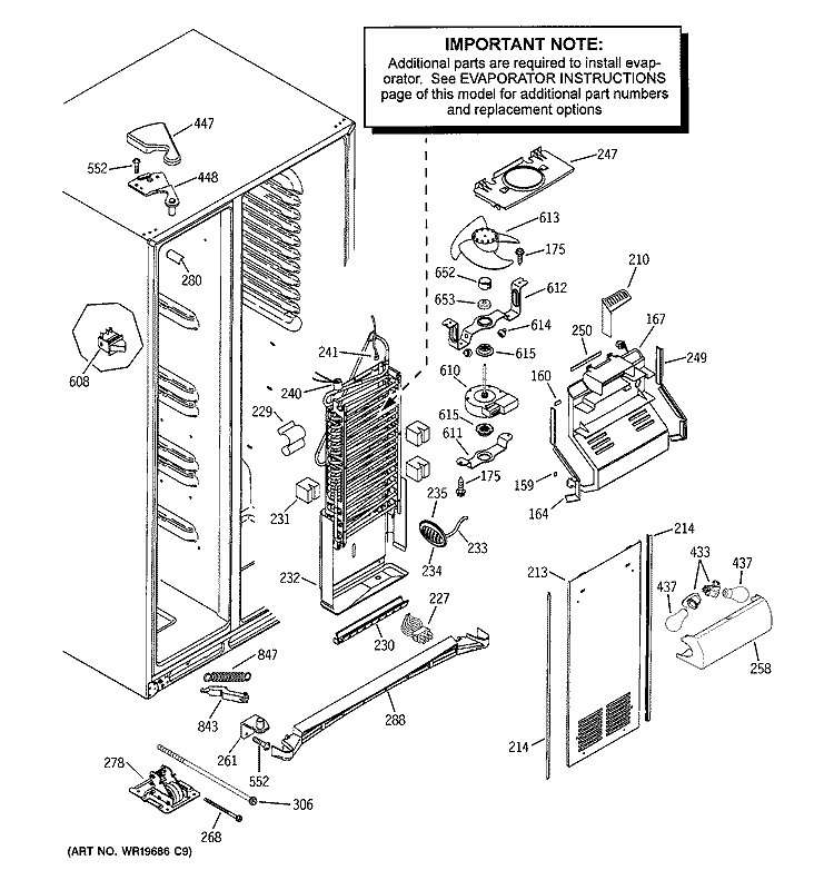 FREEZER SECTION Diagram and Parts List for PSC23SHTCSS  General Electric Refrigerator