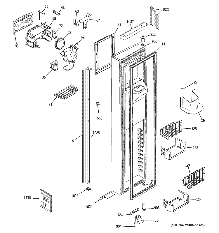 FREEZER DOOR Diagram and Parts List for PSH23PGTABV  General Electric Refrigerator