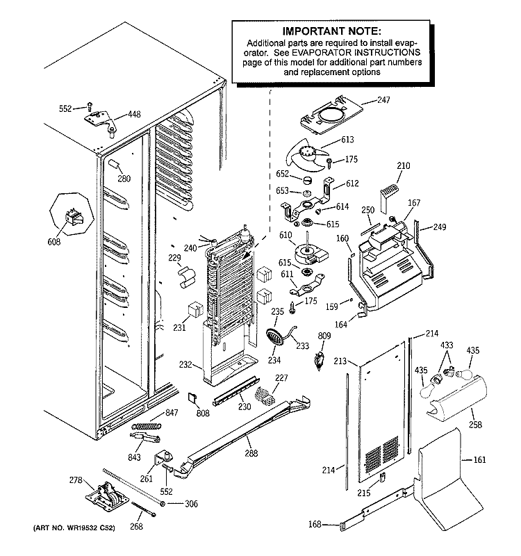 FREEZER SECTION Diagram and Parts List for PSH25PSTASV  General Electric Refrigerator