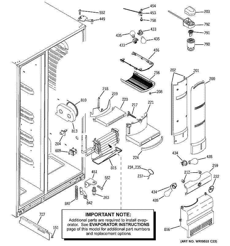 FRESH FOOD SECTION Diagram and Parts List for PSH25PSTASV  General Electric Refrigerator