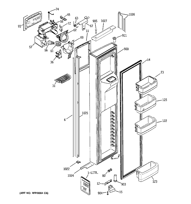 FREEZER DOOR Diagram and Parts List for GIE21IETAFBB  General Electric Refrigerator